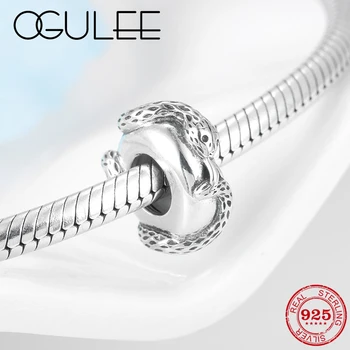 

925 Sterling Silver Holy messenger Snake shape fine CZ Stopper spacer Beads Fit Original Pandora Charm Bracelet Jewelry making