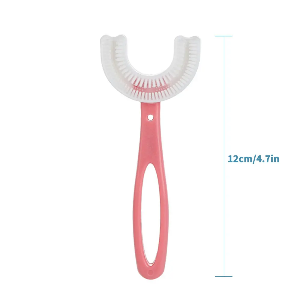 Kids Toothbrush U-Shape Infant Toothbrush with Handle Silicone Oral Care Cleaning Brush for Toddlers Ages 2-12