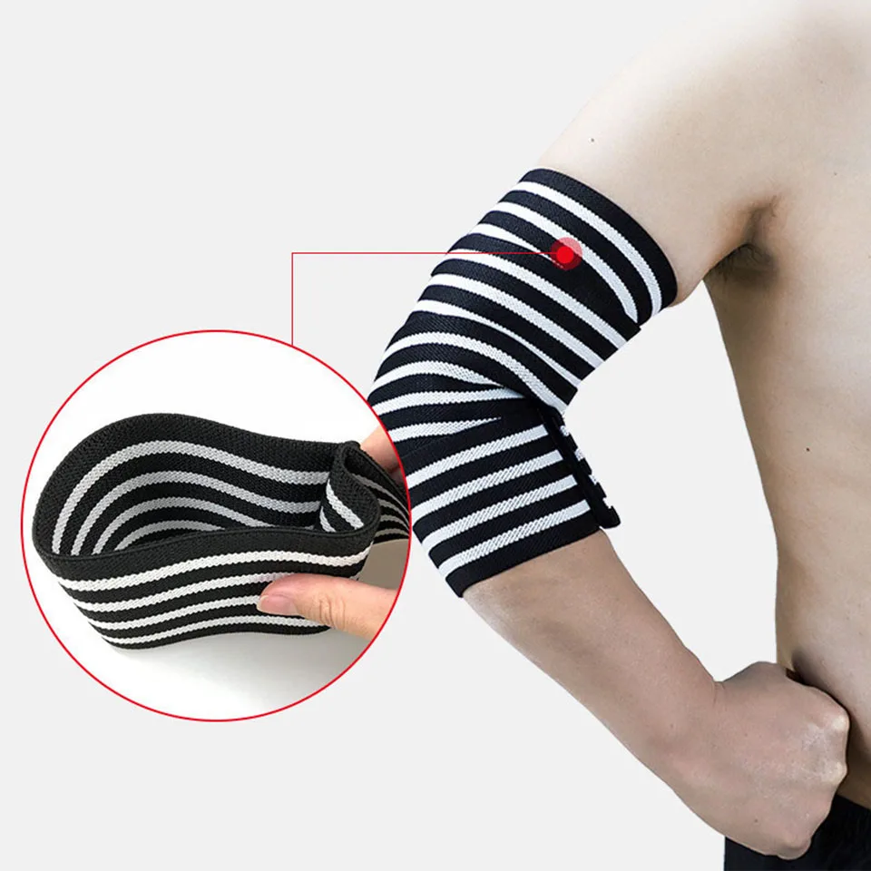Weightlifting Bandage Elbow Wraps Elastic Straps Brace Support Protector Fitness 