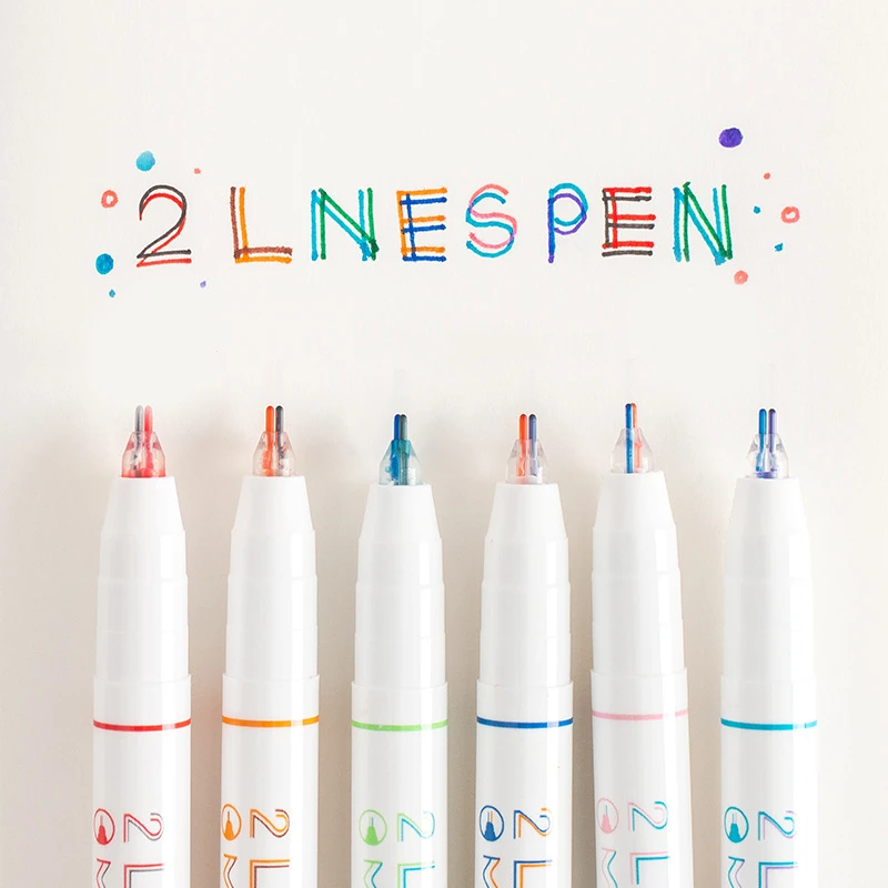 

2 Lines Pen set Double Line Water Ink Red Blue Color tip Art Drawing Liner Scrapbooking 0.5mm Stationery Office School