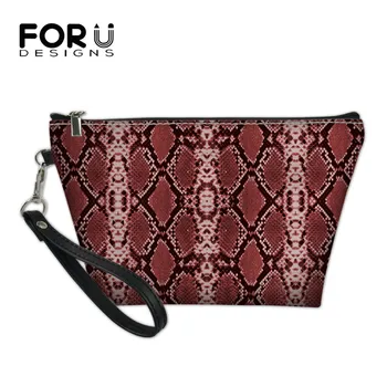 

FORUDESIGNS Fashion Snake Pattern Women's Mini Travel Cosmetic Bags Lady Beauty Makeup Box Female Light Organizer Toiletry Wrap