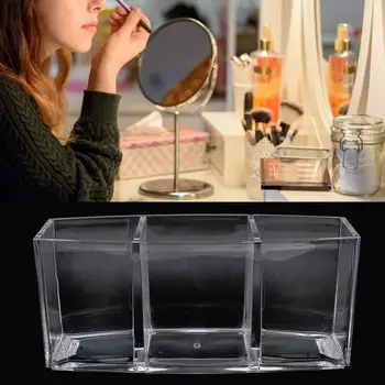 

Desktop Acrylic Clear Rectangle Shape Makeup Brush Holder Organizer Storage Box Makeup Tool Kits Make Up Tools Set for for Women
