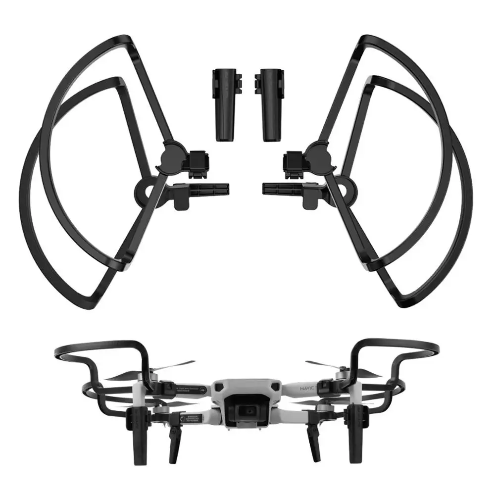 Black 2 in 1 Quicke Release Foldable Propeller Guards With Landing Gear For DJI MAVIC MINI Drone Camera Accessories - Color: Black
