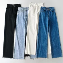 Wide Leg Pant Women Jeans Autumn Winter High Waist Slouchy Black Straight Leg Denim Trouser Fall 2021 Casual High Street Clothes