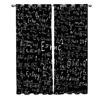 

Blackboard Number Snow Formula E=Mc^2 Curtains Window Living Room Curtains Kitchen Indoor Window High Blackout Curtain