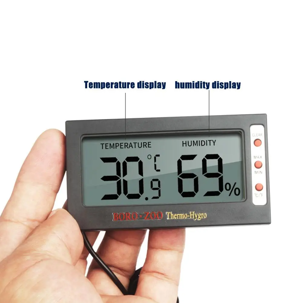 Электронный термометр для рептилий, гигрометр с присоской, ящик для рептилий, цилиндр, контроль температуры, измеритель влажности