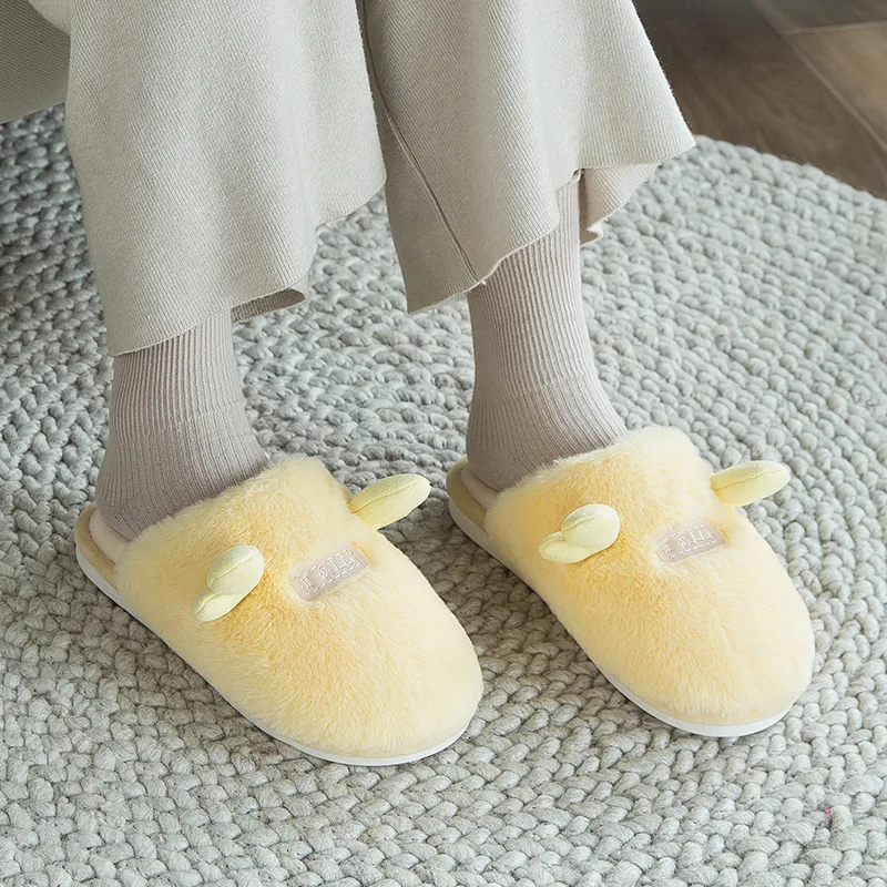 yellow Теплые тапочки для мальчиков и девочек; Детские Зимние домашние тапочки; нескользящие тапочки; Zapatillas Bebe - Цвет: yellow