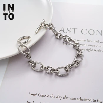 

Into zby Chic Hip Hop Chunky Chain Bracelet Women Punk Wrist Chain Bangle Thick Heavy Metal Bracelets for Women Fashion Jewelry