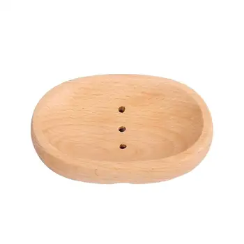 

1pc Soap Dish Wooden Durable Drain Hole Oval Soap Tray Soap Holder Soap Plate Soap Box for Toilet Bathroom Kitchen