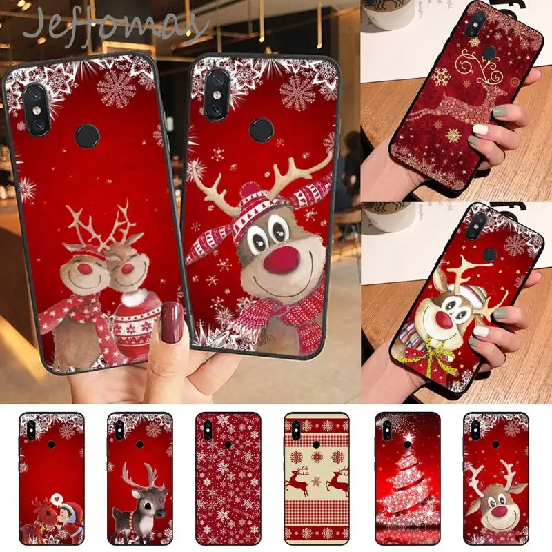 Christmas New Year Deer Phone Case For Xiaomi Redmi Note 4 4x 5 6 7 8 pro S2 PLUS 6A PRO | Мобильные телефоны и