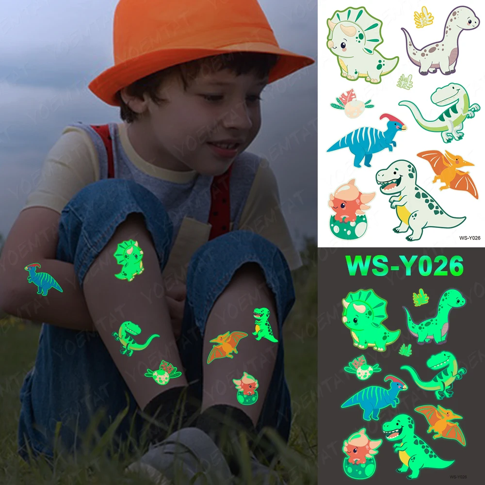 Luminous tatuaż brokatowy naklejki motyl pszczoła dzieci tymczasowe wodoodporne Dragonfly Tatto tatuaże do ciała Cute Kid Cartoon sztuczny tatuaż