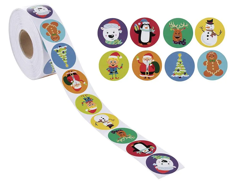 Праздничные наклейки 500 шт рождественские наклейки рулон для детей наградные бирки для новогоднего подарка зимние праздничные принадлежности Подарочный мешочек - Color: Christmas sticker