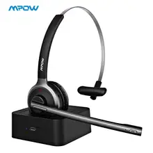 Mpow Bluetooth гарнитура для водителя грузовика офисная Гарнитура С Подавлением Шума микрофон Bluetooth 4,1 180 ч Зарядная база дорожная гарнитура