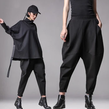 

Summer New Hip Hop Pants For Women Black Harem Pants Plus Size Loose Crotch Casual Pants Female Hip-Hop Dance Clothes BL4275