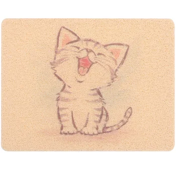 

Non-slip Cat Litter Mat Kitty Litter Catcher Soft-touch Pet Sleeping Mat for Four Seasons Supplies (Cartoon Cat Pattern, Khaki)
