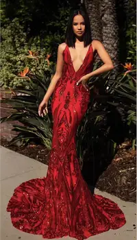 

New Christmas Dress Sexy V Neck Mesh Sequins Mermaid Maxi Long Women Dress 2019 Designer Fashion Party Dress Vestido