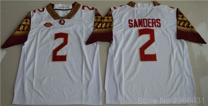 Майка для колледжа Florida State Deion Sanders 2, черно-красная, белая, сшитая, размер S-3XL - Цвет: Белый