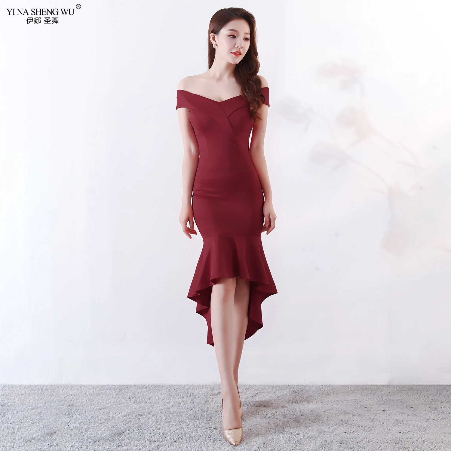 Вечернее платье, сексуальное, с открытыми плечами, Robe De Soiree, одноцветные, на молнии, женские платья "рыбий хвост" для вечеринки, новые, с вырезом лодочкой, элегантные, вечерние платья