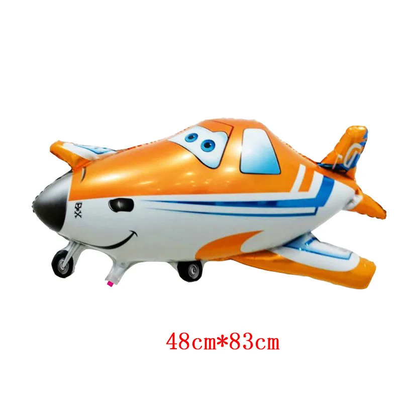 orange plane Воздушные шары из фольги с мультяшным автомобилем, лодка, пингвин, медведь, капитан, глобс, детские надувные игрушки на день рождения, вечерние детские украшения - Цвет: orange plane