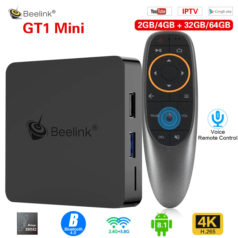 Beelink GT1 MINI 4K TV Box Voice Remote Amlogic S905X2 Android 8.1 2+32GB BT4.0