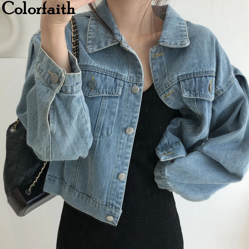 Colorfaith Новинка 2019 осень зима женская джинсовая куртка верхняя одежда уличная