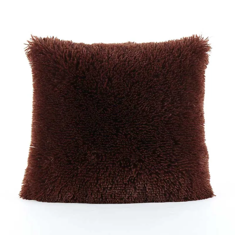 coffee cushion Красивая Подушка для дивана, одноцветная, розовая, белая, синяя, плюшевая подушка для украшения дома, диванные подушки - Цвет: coffee cushion