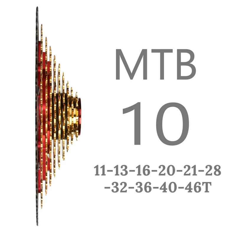Bolany mtb кассета 10 скоростей 11-50T 46T 42T Золотой набор звездочек со встроенной трещоткой для горного велосипеда 10V Широкий коэффициент Сверхлегкий 600g велосипедный маховик cog