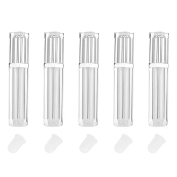 

5pcs Square Lip Glaze Tubes Lip Gloss Empty Tube Labial Glair Tube Lip Glaze Bottle Subpackaging Holder (Silver Lid)