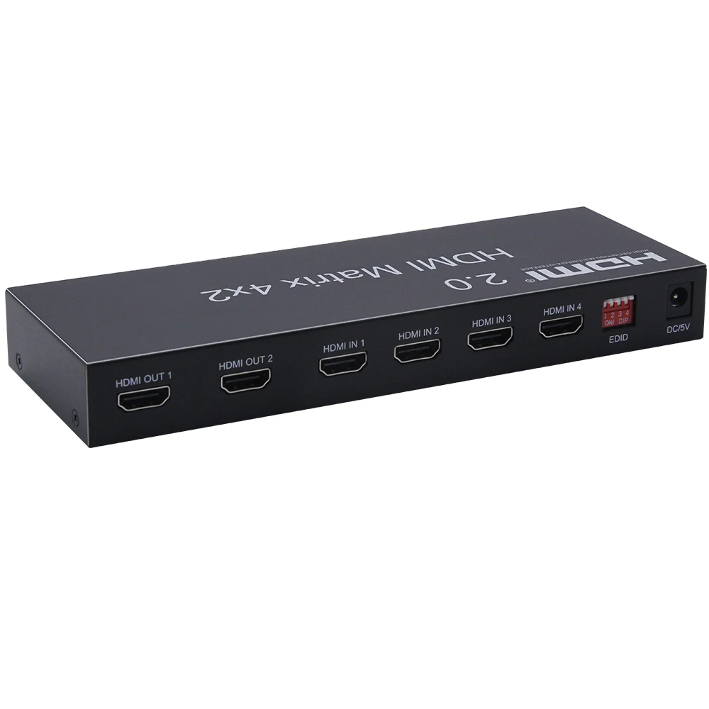  4K 60Hz 2.0 HDMI Matrix 4x2 HDR Switch Splitter 4 In 2 Out YUV 4:4:4 Optical SPDIF 3.5mm Jack Audio