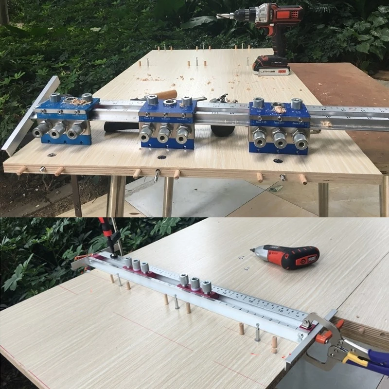 

Woodworking 3 In 1 Doweling Jig Drilling Guige Locator With Fixture And Track For Furniture Wardrobe Fast Connector DIY Tools