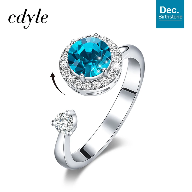 Cdyle кольцо из розового золота, украшенное кристаллом от Swarovski, ювелирные изделия, регулируемый размер, кольца для женщин, подарок на день рождения - Цвет основного камня: Dec. R1040M-S