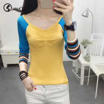 

2019 NEW HOT Women Sweater Autumn Spring Stripes Slim Long Sleeve Pullovers O-Neck Casual Fashion All-match Sweater