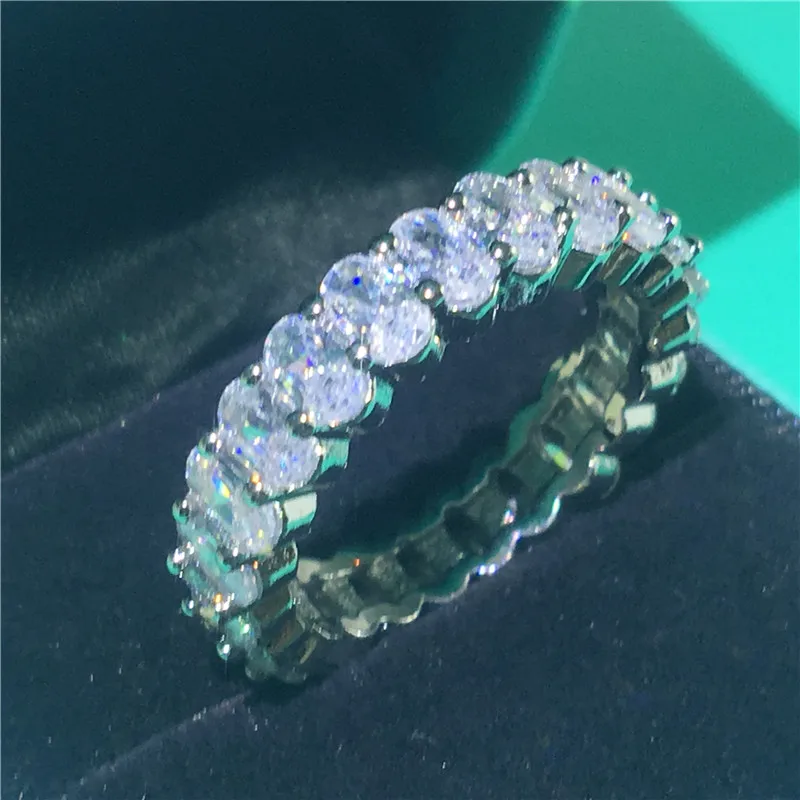 Vecalon Valuable Eternity Band Ring 925 sterling silver AAAAA Cz Promise Engagement Wedding band rings for women Men Jewelry - Цвет основного камня: 3