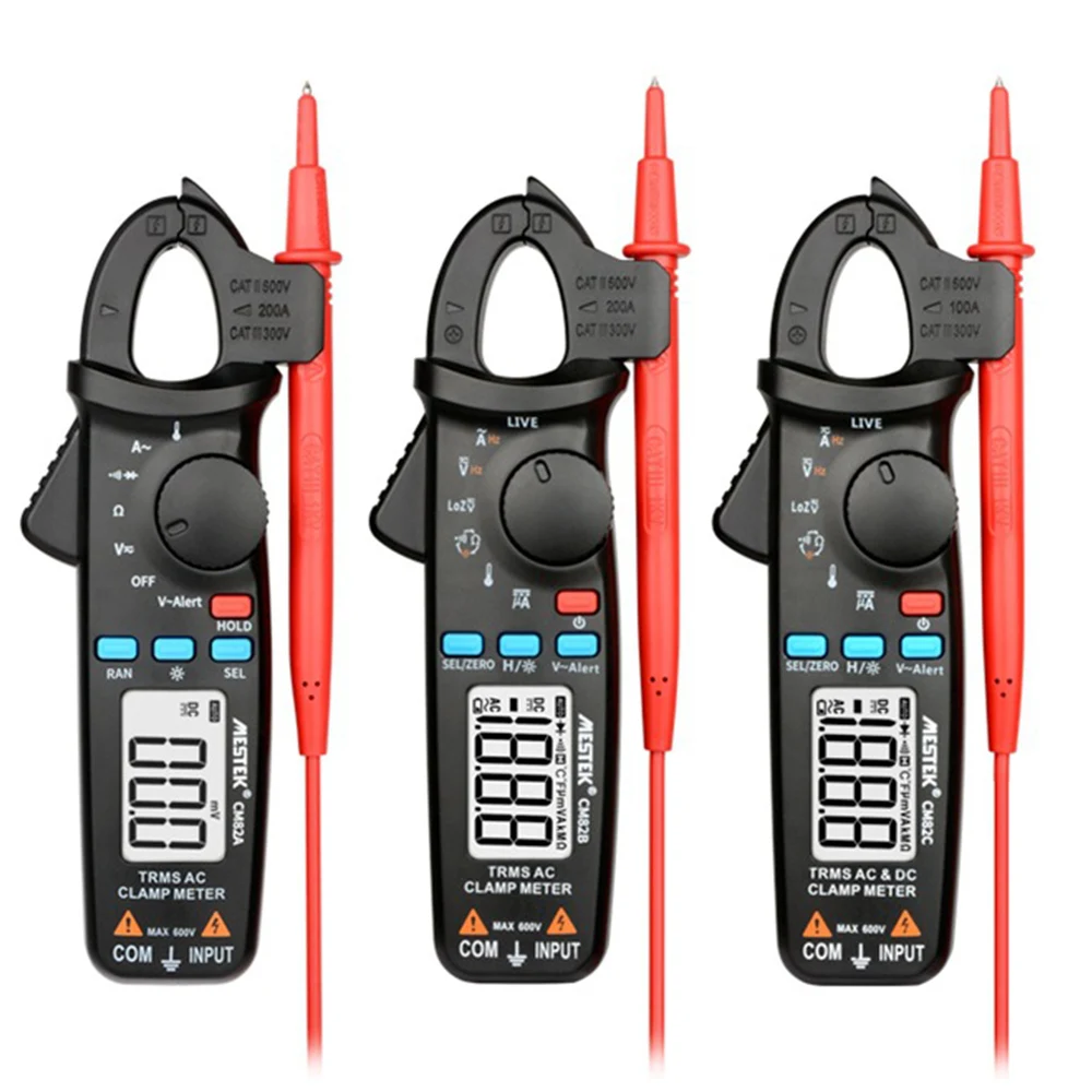 

MESTEK CM82C Mini Digital Clamp Meters True RMS DC AC Current Voltage Ohm Temp Capacitance Hz NCV Tester Ammeter Multimeter