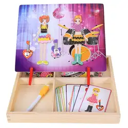 MWZ, магнитный Забавный пазл, детская деревянная головоломка, доска, коробка, части, игры, мультфильм, развивающие Рисование, детские игрушки
