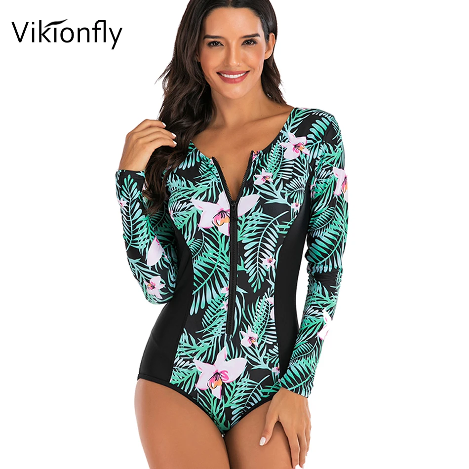 Лидер продаж 2021 спортивный купальник Vikionfly на молнии Женский цельный купальный