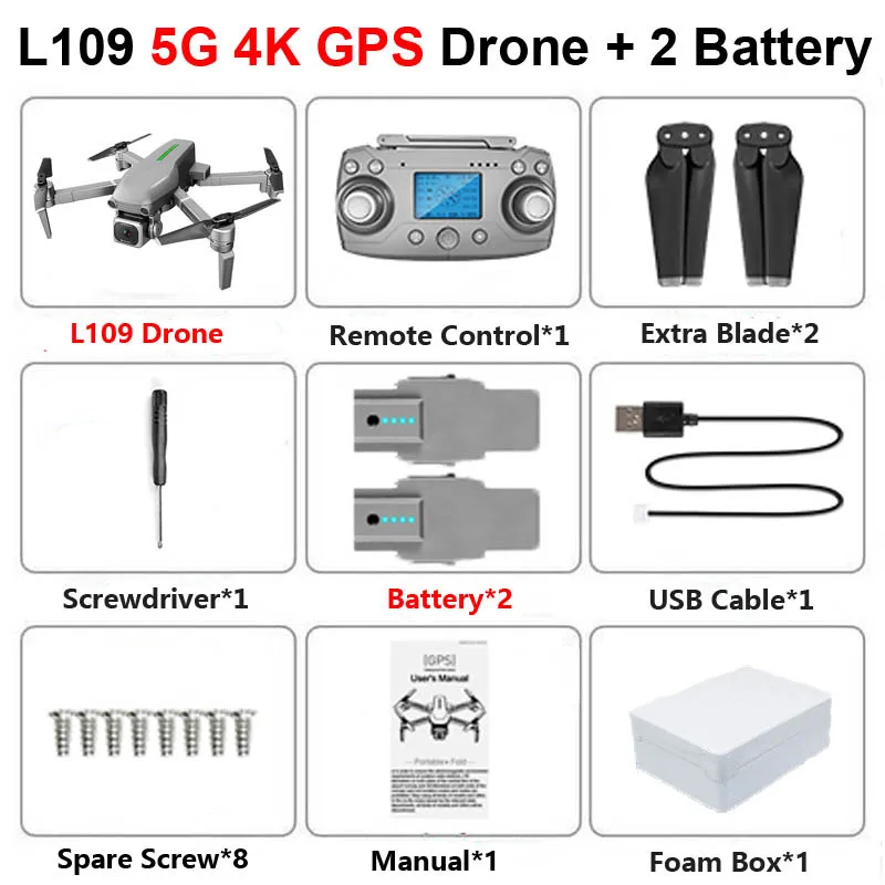 L109 L109-Pro gps Профессиональный Дрон с HD 4K ESC камерой 5G WiFi FPV оптический поток бесщеточный мотор RC Квадрокоптер Вертолет игрушка - Цвет: L109 4K 2B Foam