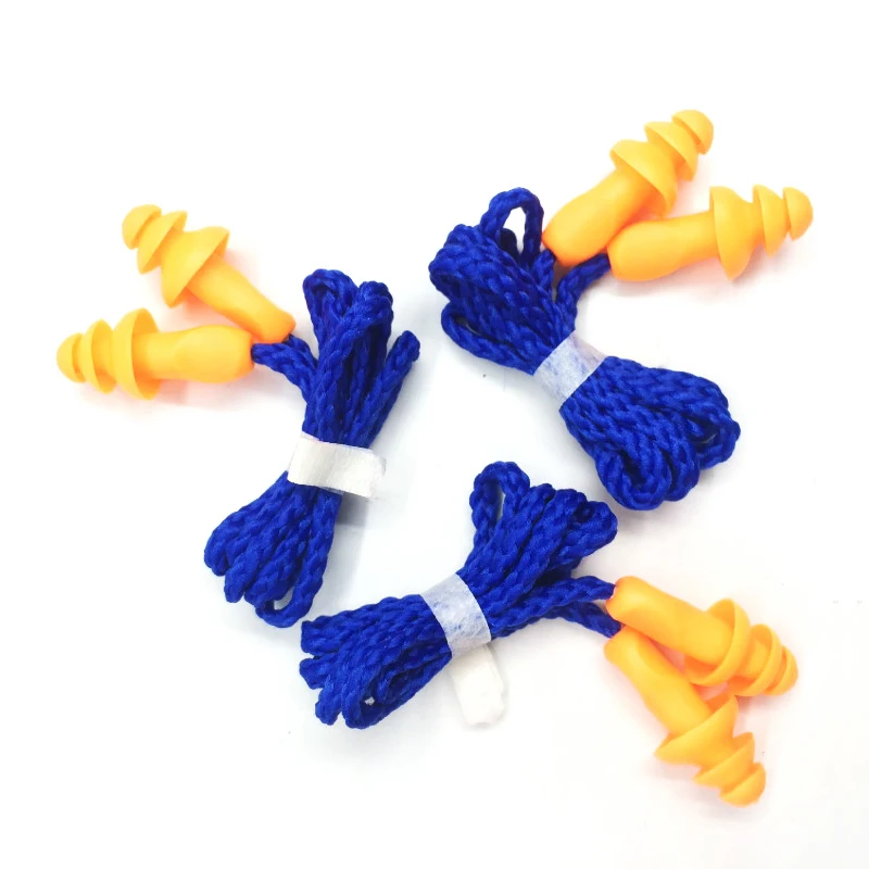 5pcs Soft Silicone Corded Ear Plugs Noise Reduction Earplugs Hearing