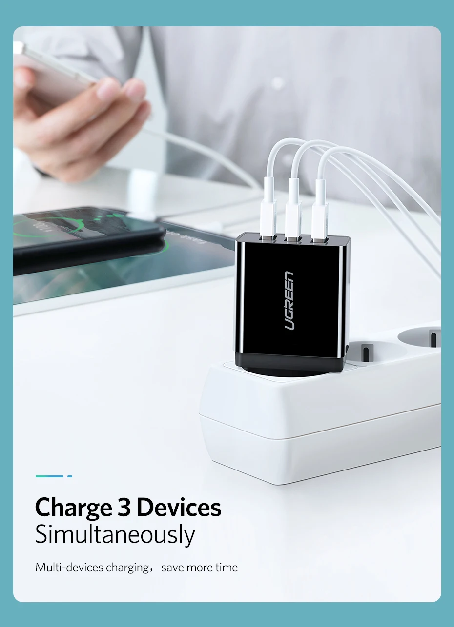 Ugreen USB зарядное устройство для iPhone Xs X 8 7 быстрое зарядное устройство для samsung Xiaomi huawei настенное зарядное устройство адаптер ЕС зарядное устройство для мобильного телефона