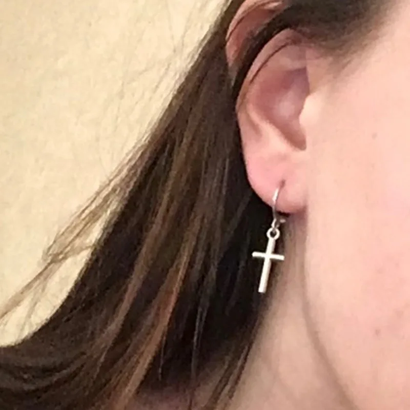 Hook Drop Ear Earrings Hollow Women Pendant Earring Cross Ladies Fashion Jewelry Lady Party Silver Color Vintage Metal Kolczyki | Украшения