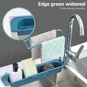 

Sink Hanging Storage Rack Storage Holder Sponge Bathroom Kitchen Faucet Clip Dish Cloth Clip Shelf Drain Dry Towel Organizer