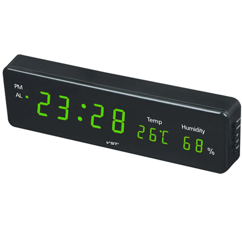 Часы с Температура Календарь прикроватные Nixie настенные муральное большое количество большой ЖК-цифровой настенные часы электронные настольные часы стол - Цвет: EU plug1