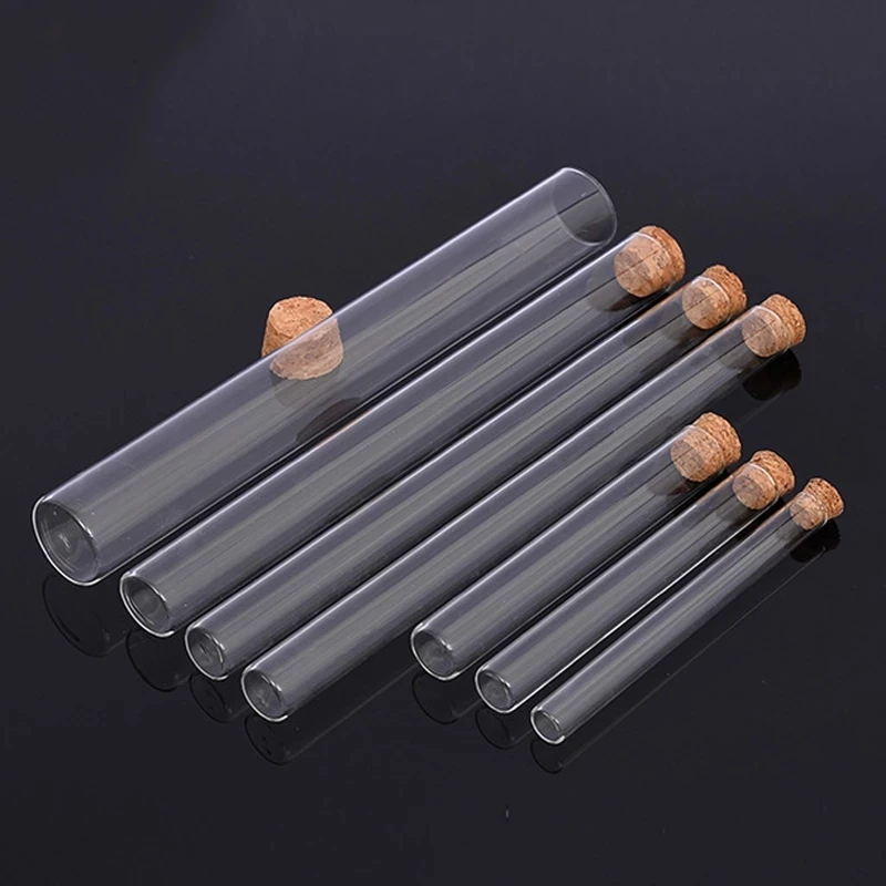 

Transparent Lab Flat Bottom Glass Test Tube With Cork Stoppers Vial Laboratory Container
