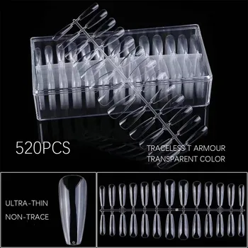 

Pleated Non-trace Nail Tip Full Stick Short Version Droplet Tip False Nail Box Artificial Fake Nails Art Acrylic Tools 520pcs