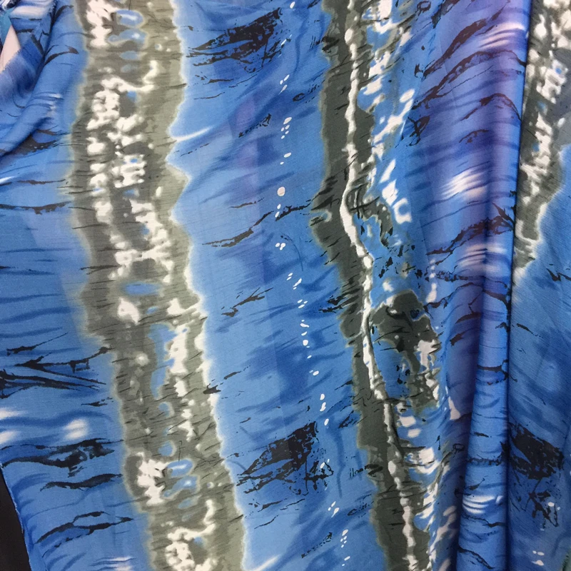 

Bazin Riche Getzner Shipping Retro Vertical Stripe Printed Chiffon Cloth Diy Dress, Pants , Shun Yi Performing Dress Fabrics