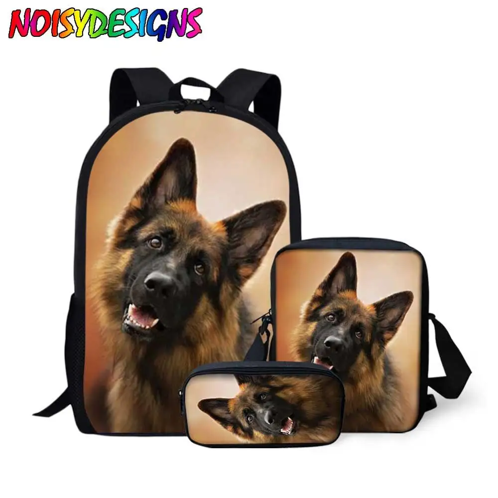 

NOISYDESIGNS German Shepherd Dog Printing School Bag Set for Girls Boys Book Bag Primary Students Schoolbag Backpack Teenager
