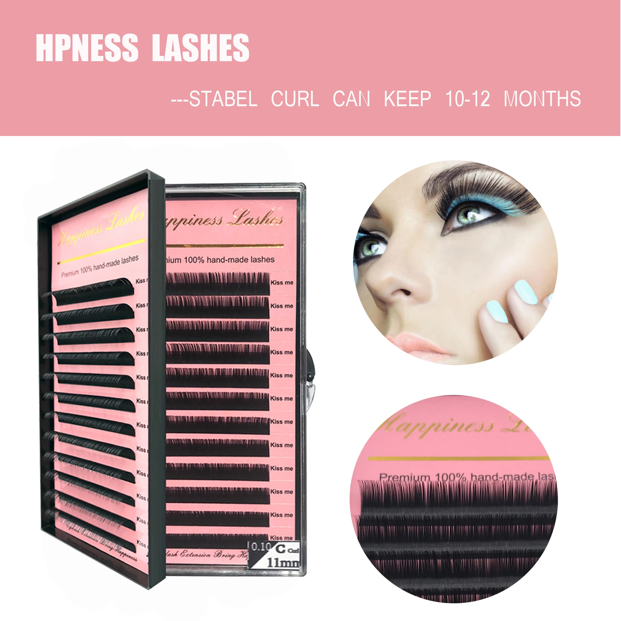 

All Sizes Soft Natural Long Silk Mink 3D Individual Classic single Length Mix Length Eyelash Extensions BCDD+ Curls 1 Tray/Lot