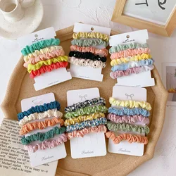 5/6PCS Elastic Hairbands Hair Tie Women For Hair Accessories Satin Scrunchies Stretch Ponytail Holders Handmade Gift Heandband