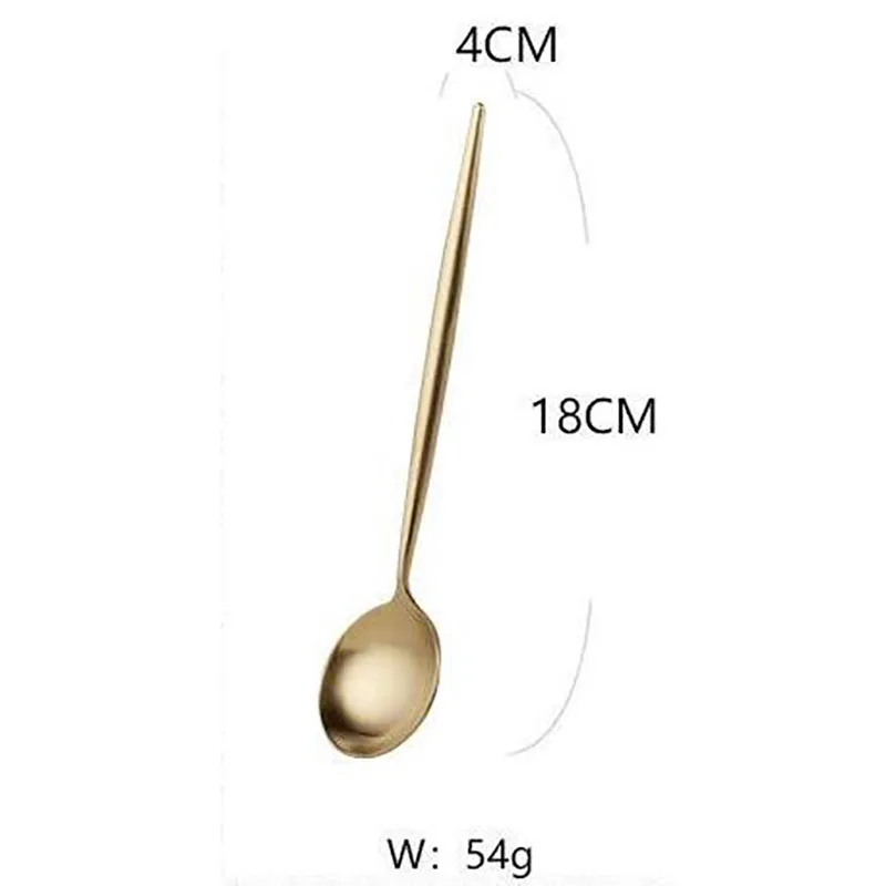 Золотой столовый набор из 18/10 нержавеющей стали, набор столовых приборов, палочки для еды, нож для масла, десертная обеденная ложка, вилка, чайная ложка, посуда, 1 шт - Цвет: dessert spoon