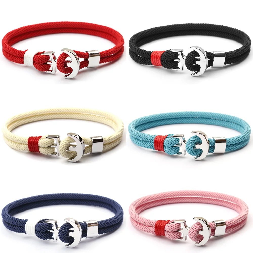 

Metal Anchor Bracelets Men & Women Charm Nautical Survival Rope Bracelet Multilayer Rope Chain Alloy Sport Hooks Bracelets